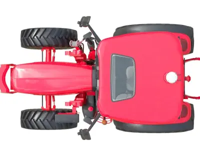 Farming Red Tractor  Low-poly 3D model