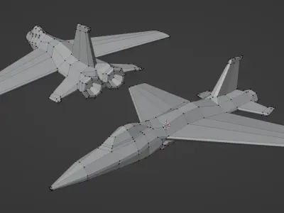 Jet Low Poly 3d Model two fighter jets Free low-poly 3D model