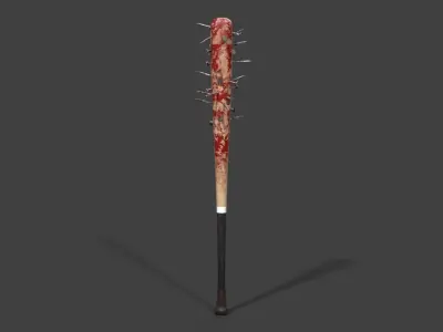 Bloody Nailed Baseball Bat Low-poly 3D model