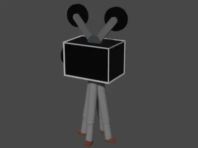 cinema camera of very old times low-pole game ready Low-poly 3D model
