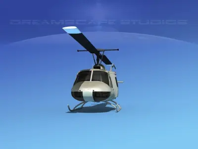 Bell UH-1B Iroquois Unmarked Military 3D model purchase