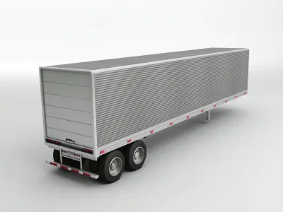 Refrigerated Box Trailer For Semi Truck Low-poly 3D model