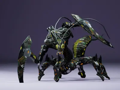 SciFi Insect Mantis Low-poly 3D model