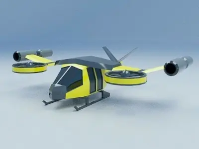 Flying vehicle concept Low-poly 3D model