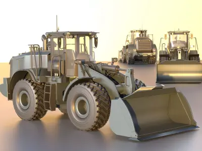 Wheel Loader Gray Blue Low-poly 3D model