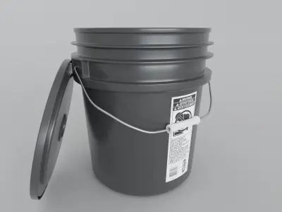 4 in 1 Detailed Plastic Bucket with Lid 5 gallon Low-poly 3D model