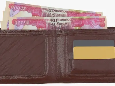 Iraq 25000 Wallet Money Purse 3D model