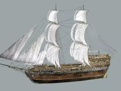 Galeon Ship A Low-Poly Game-Ready 3D Model Low-poly 3D model