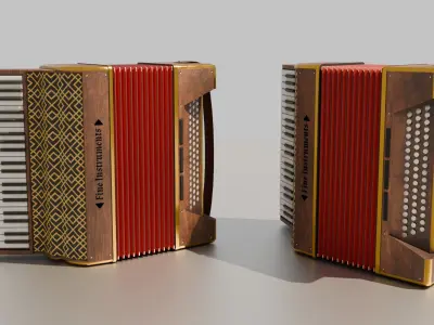 Antique Accordion Low-poly 3D model