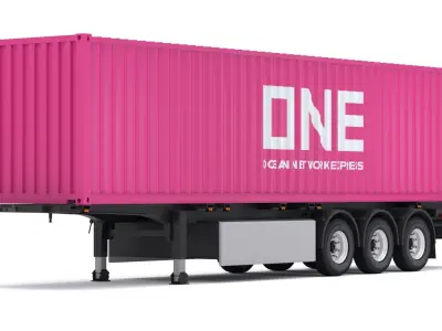 One Container Semi Trailer 3D model