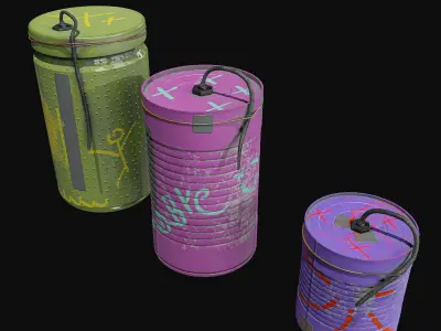 Tin Grenade Bomb Pack Low-poly 3D model