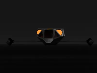 Low Poly Spaceship orange and object Free low-poly 3D model