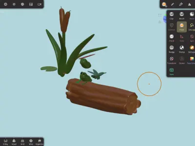 frog bug log and reed Free 3D model