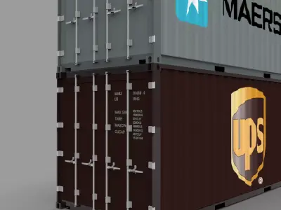 Shipping Container Pack Industrial Cargo Containers Low-poly 3D model purchase