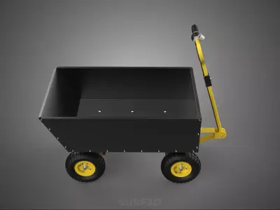 BLACK YELLOW ELECTRIC MOTORISED TROLLEY CART TRAILER WHEELBARROW 3D model