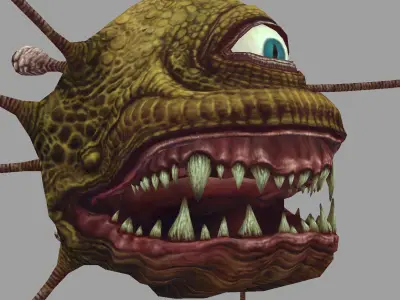 monster alien with big mouth Low-poly 3D model