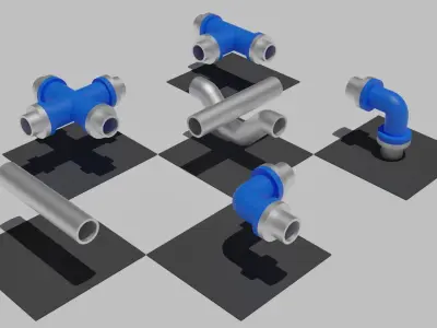 Seamless Tiled Pipes Low-poly 3D model