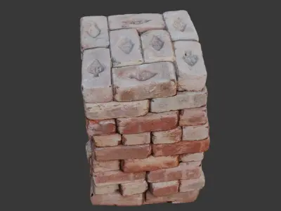 Antique Stamped Brick Stack  Low-poly 3D model