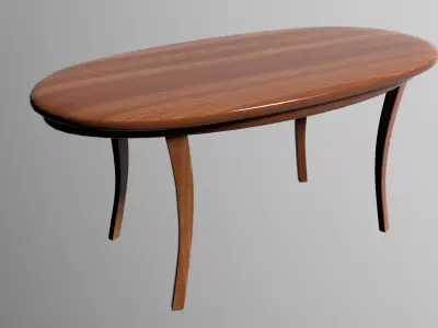 TABLE oval with wooden top 3D model