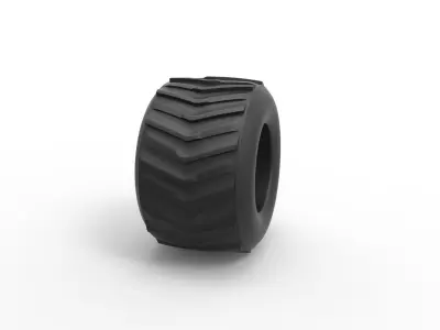 Pulling truck tire 2 Scale 1 to 25 3D print model