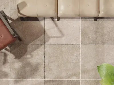 Ground pbr tiled floor with chair and plant 3D model