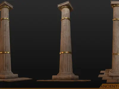 Ancient Greek Dorric Pillar and Mettalic Brazier  3D model