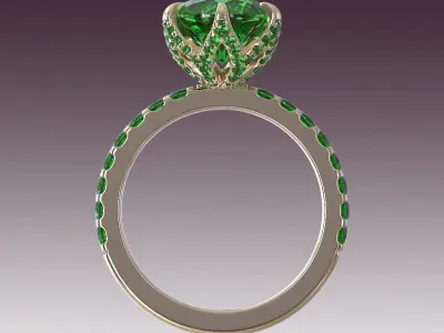 Ring Engagement 6 Prongs Pave 3D print model