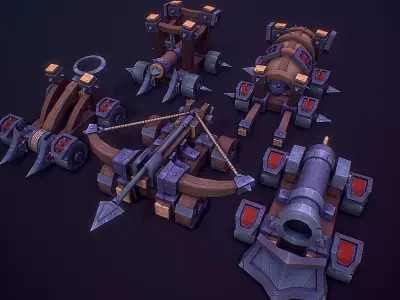 Stylized War Machines Low-poly 3D model