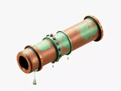 Old Industrial Pipe with Drips Low-poly 3D model