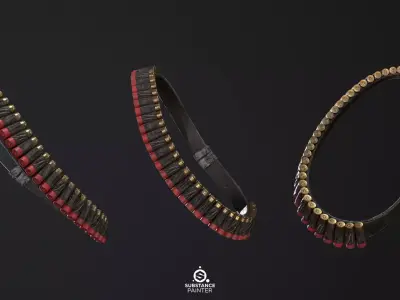 Shotgun Shell Bandoleer PBR Free low-poly 3D model