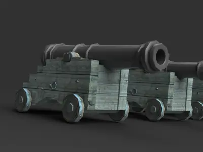 Naval Cannons Low-poly 3D model