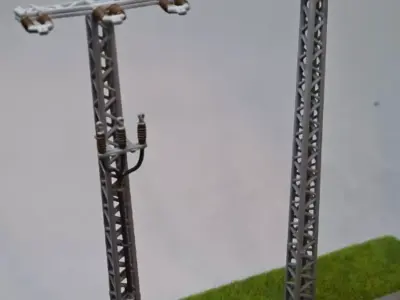 Openwork electric poles set 15kV 1-87 resin 3D print model