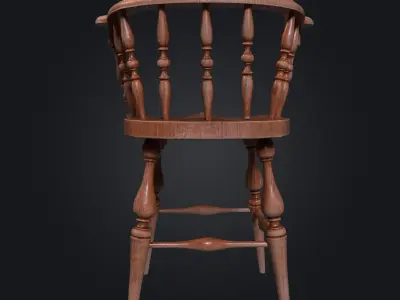 Old Windsor Chair 001 Low-poly 3D model