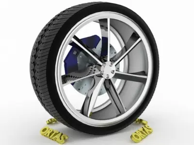 ORTAS CAR WHEEL RIM 134 GAME READY WHEEL RIM TIRE 3D model