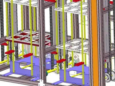 Auto Stocker and Pallet Feeder Receiver Machine-Palletizing Cell 3D model