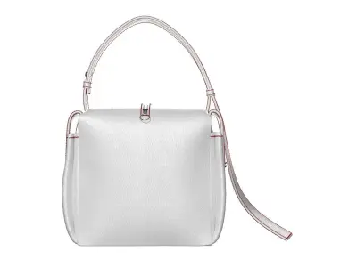 White Leather Box Pocket Bag 3D model