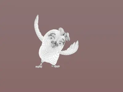 Cartoon Bow Bird Low-poly 3D model