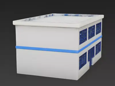 Stylized Modern Suburban School 3D Model Low-poly 3D model