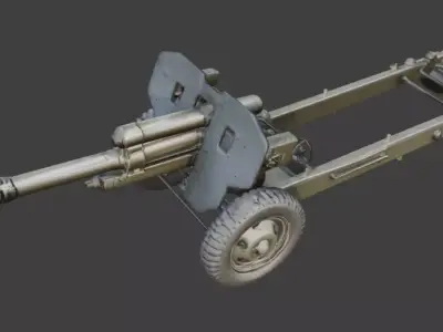 WWII Field Howitzer 3D  Low-poly 3D model