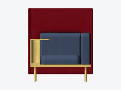Sofa - Contemporary - Flame - Chair Work Shelf - Left Low-poly 3D model