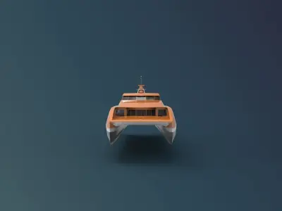 Ferry Roro Ship Catamaran Hull Low-poly 3D model