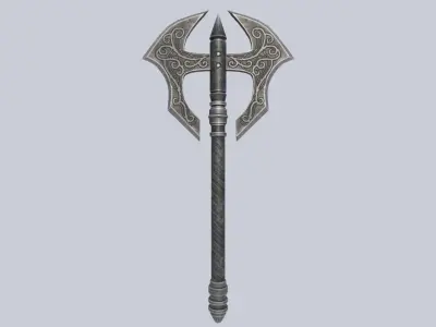 Fantasy axe Low-poly 3D model 7