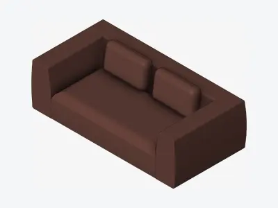 Seat - Sofa - Simplicity - Double - Two Arm Low-poly 3D model