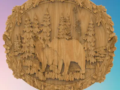Bears panel 3D MODEL STL FILE FOR CNC ROUTER LASER 3D print model