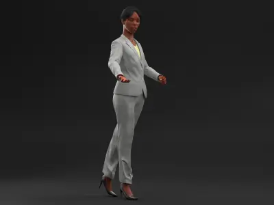Black Business Woman Rigged 3D model