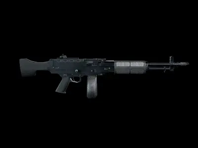 Machinegun gun Low-poly 3D model