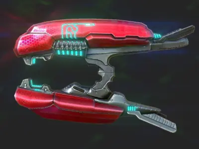 PlasmaRifle futuristic weapon with lights Low-poly 3D model