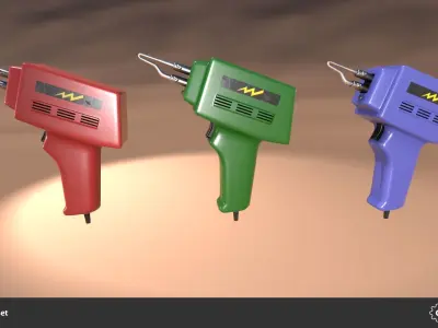Soldering Gun Set Low-poly 3D model