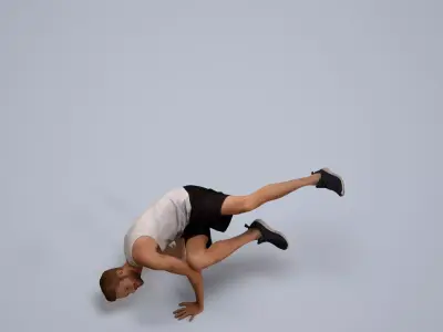 00077Nash002 - Adult Caucasian man crouching during exercise in 3D model