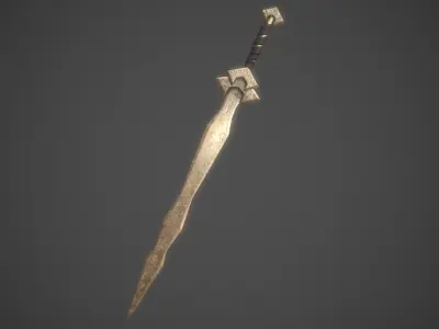 Mercenary Sword with PBR material Low-poly 3D model